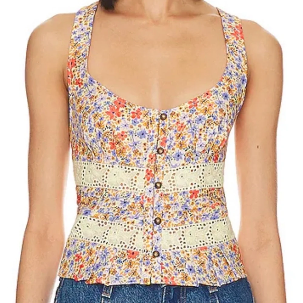 Free People Revolve Kiana Lace Printed Tank - NWT! - Picture 1 of 8